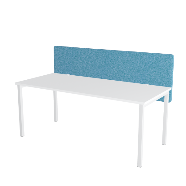 bledo-modrá protihluková stena na stole na bielom pozadí