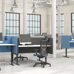 DESK 760 - modré a sivé dosky v kancelárií