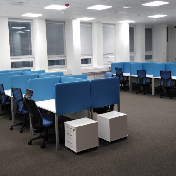 Ukážka akustických paravánov v kancelárii